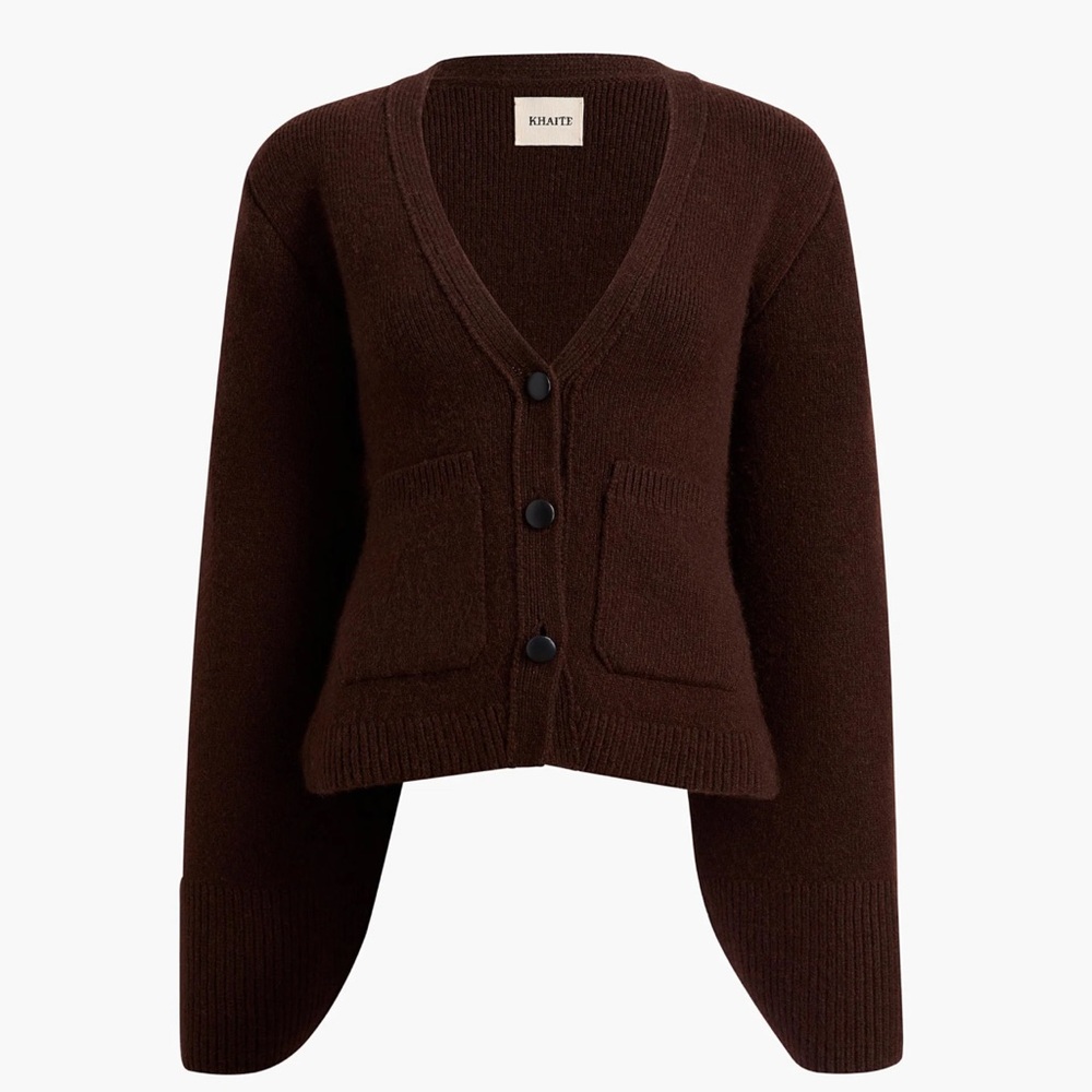 NWT KHAITE SCARLET CARDIGAN ROSEWOOD - LEATHER BUTTONS - S - Cashmere Sweater